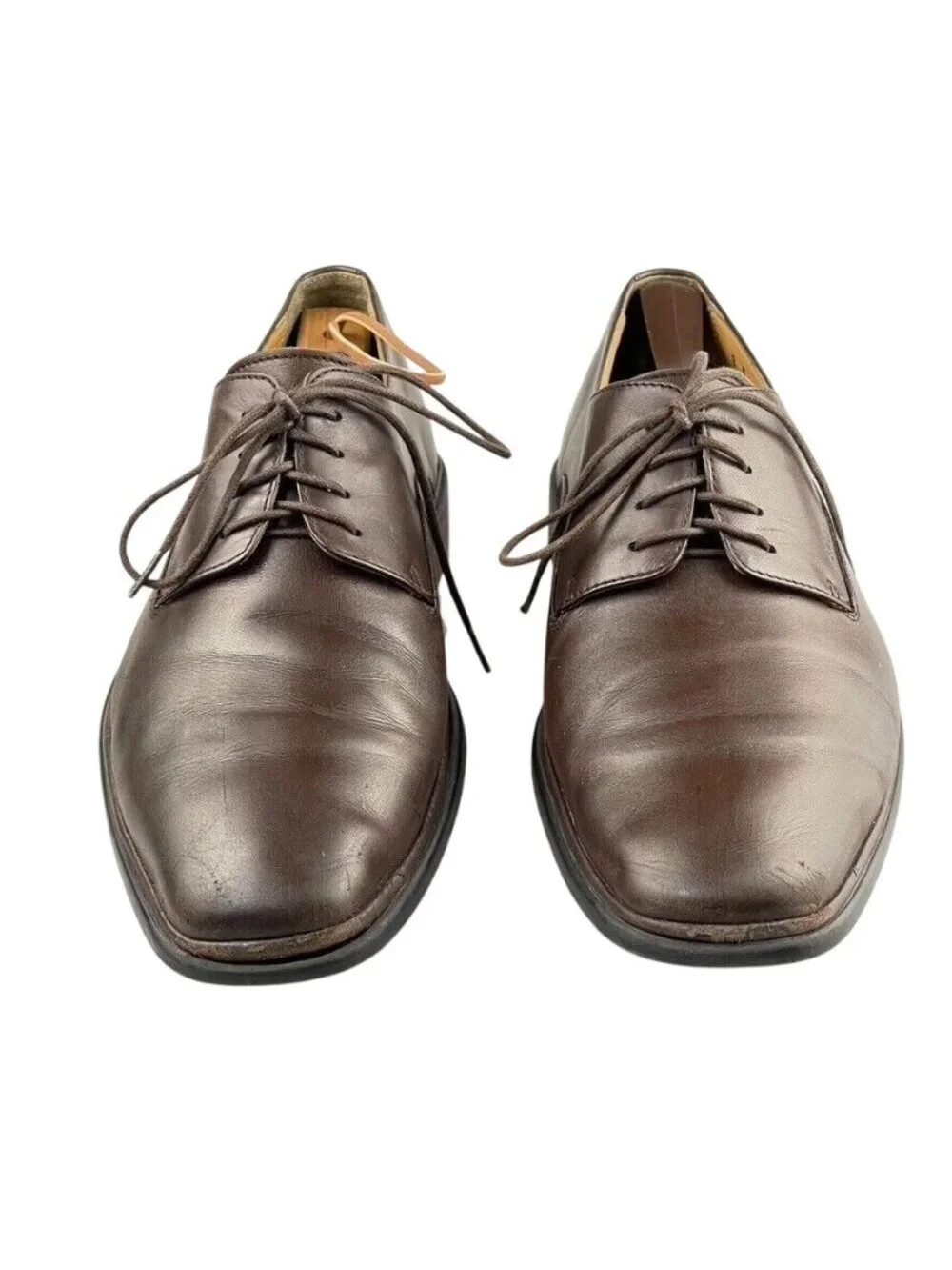 Bally Gabriel Brown Leather Derby Shoes Mens Size 8 E Made In Italy